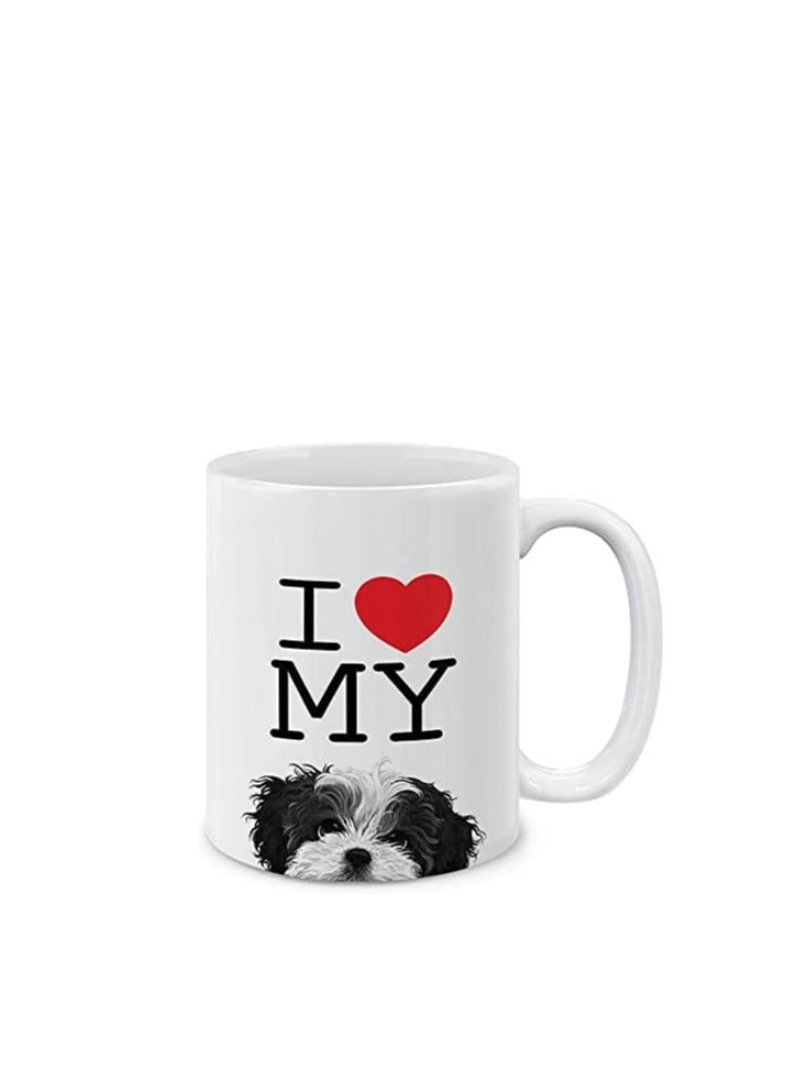 RYN I Heart My American Pit Bull Puppy Dog White Ceramic Coffee Mug Tea Cup, 11 OZ - Image 1