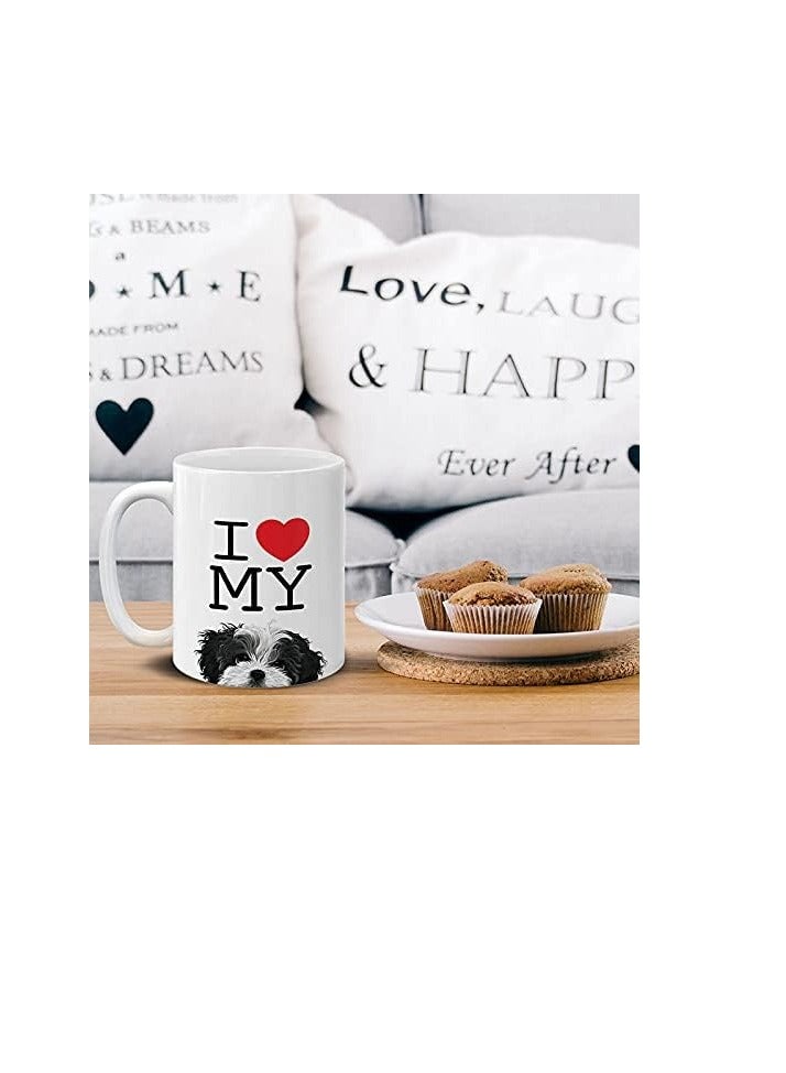 RYN I Heart My American Pit Bull Puppy Dog White Ceramic Coffee Mug Tea Cup, 11 OZ - Image 2