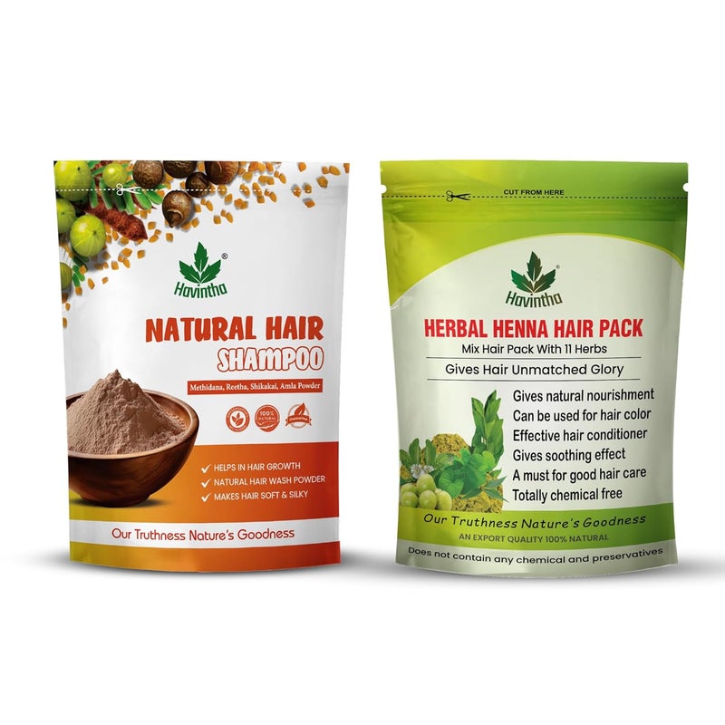 Havintha Amla Reetha Shikakai Methidana Powder Shampoo And Herbal Henna Powder 227g227g - Image 1