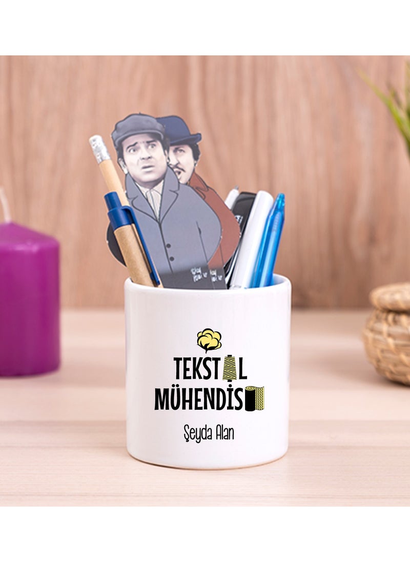 Hediye Dükkanı Gift Shop Personalized Textile Engineer Ceramic Pen Holder 
