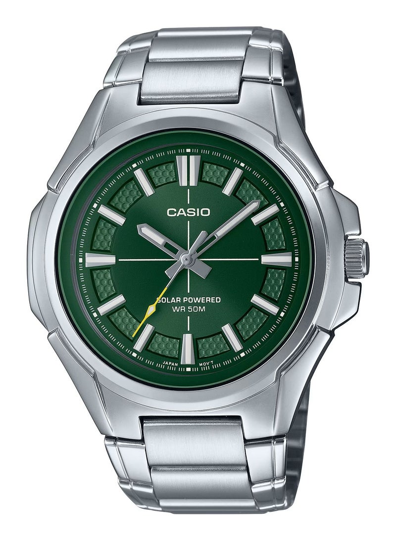 CASIO Analog Solar Green Dial Stainless Steel Men's Watch MTP-RS100D-3AV - Image 1