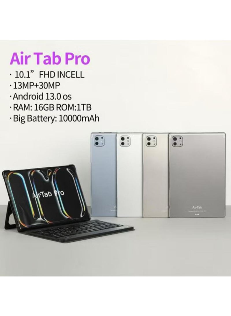 AirTab Pro Tablet with Arabic Keyboard, Android 13 10.1" FHD Screen 16GB RAM 1TB ROM - with Powerful 10,000mAh Battery Blue  - Image 1