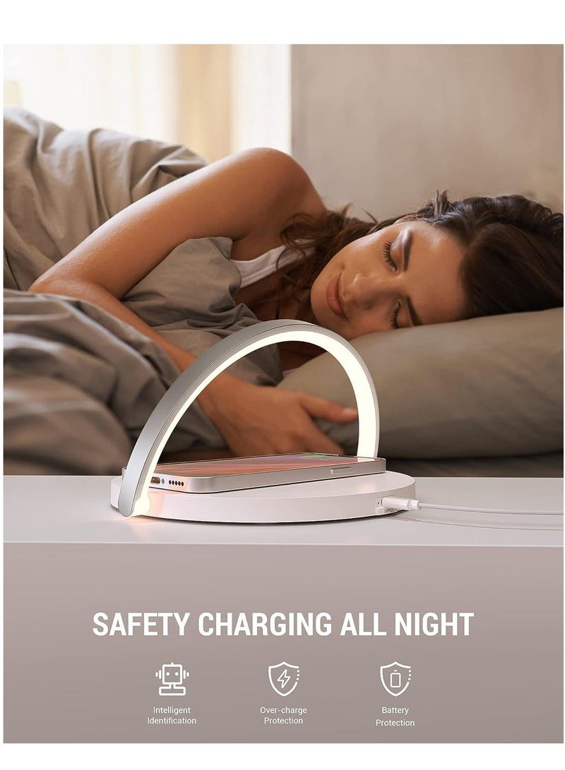 سيلي LED Desk Bedside Night Lamp with 15W Wireless Charger Table Lamp with Touch Control, 3 Brightness Levels, Cell Phone Holder and Eye-Caring Night Light for Kids Adult Home Bedroom Office - Image 3