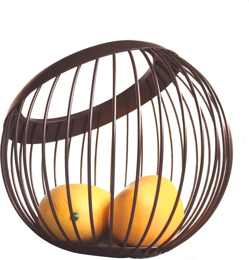 VANRA Metal Wire Fruit Bowl Sturdy Fruit Basket Fruit Holder Snack Storage Decorative Centerpiece Bowl for Modern Kitchen Countertop Living Room Deep Brown - Image 1