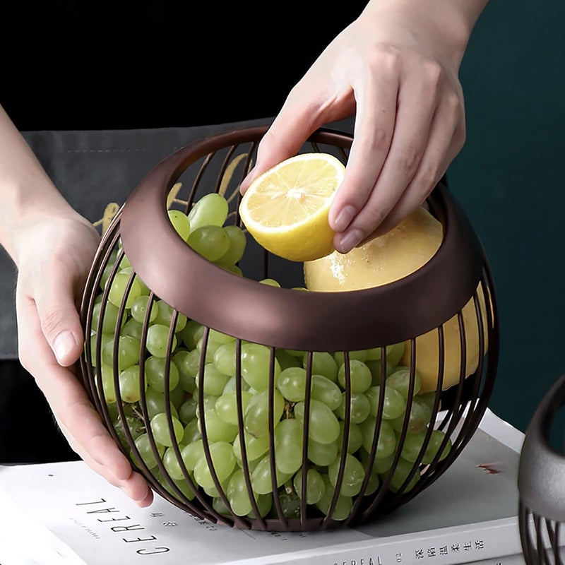 VANRA Metal Wire Fruit Bowl Sturdy Fruit Basket Fruit Holder Snack Storage Decorative Centerpiece Bowl for Modern Kitchen Countertop Living Room Deep Brown - Image 5
