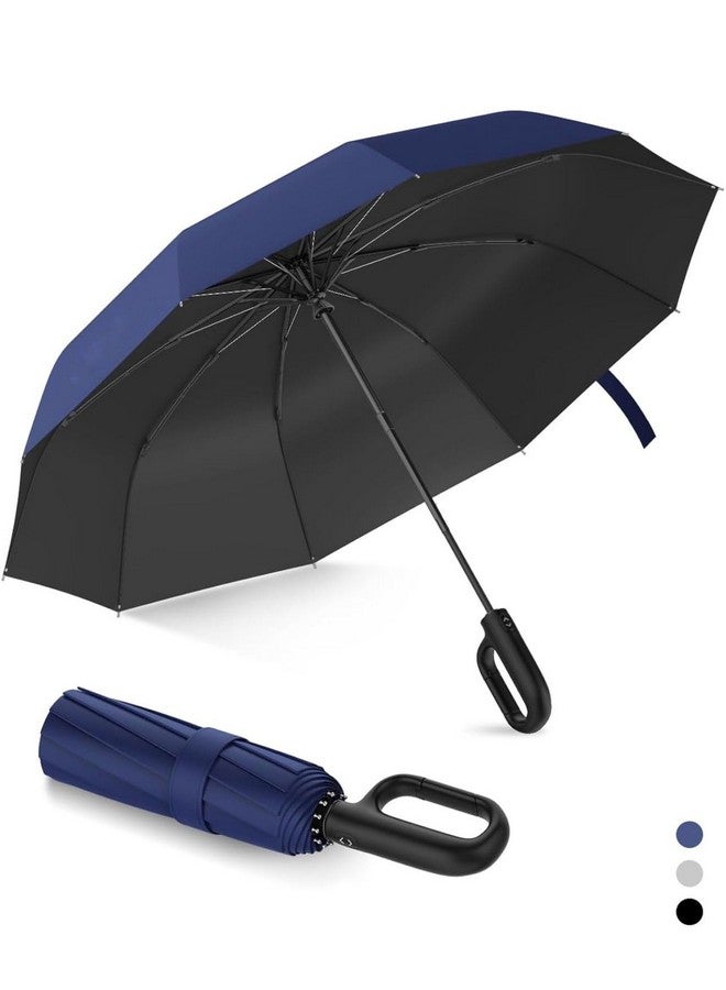 GaxQuly GaxQuly Umbrella for Men Women || Folding Umbrella With Carabiner Handle || 10 Reinforced Ribles || Windproof and Sunproof || Auto Umbrella Big Size for Men/Women/Kids (Blue)  - Image 1