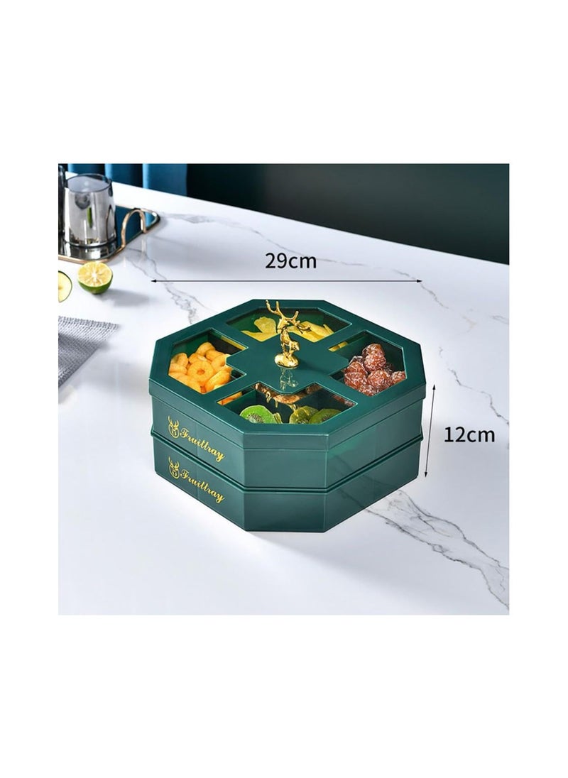 Spaceshoop - Nordic Style Light Luxury 5 Compartment Candy Box with Creative Deer Grip Lid Stackable PP Dried Fruit Snack Plates for Kitchen - Image 1