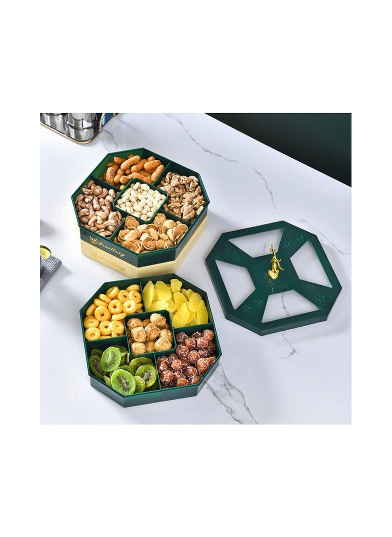 Spaceshoop - Nordic Style Light Luxury 5 Compartment Candy Box with Creative Deer Grip Lid Stackable PP Dried Fruit Snack Plates for Kitchen - Image 1