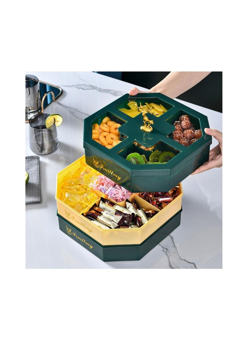 Spaceshoop - Nordic Style Light Luxury 5 Compartment Candy Box with Creative Deer Grip Lid Stackable PP Dried Fruit Snack Plates for Kitchen - Image 1