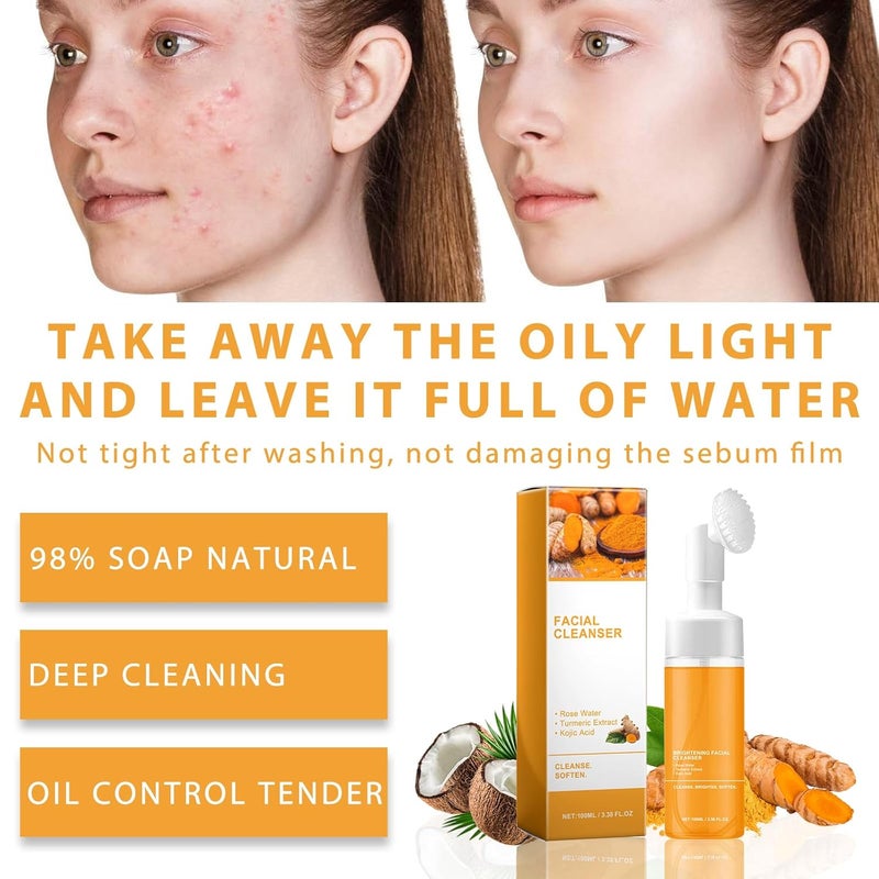 hadaclub Turmeric Wash and Care Two Piece Set Tuemeric Facial Cleanser Turmeric Soap Combo Turmeric Cleansing MousseFor All Skin Types 1PCS Turmeric Wash1PCS Turmeric Soap - Image 5