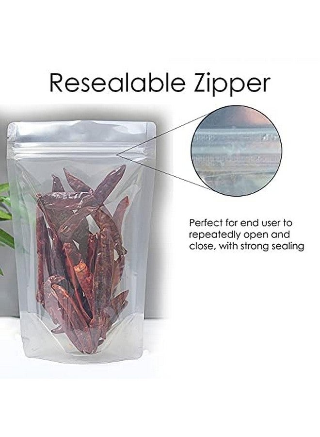 Deera Ziplock Airtight Standee Stand up Clear/Transparent Food Grade Polythene/Polyester Lamination Pouch/Cover/Bag with Zipper self Seal and Reusable-(100mm x170mm) (Pack of 50) - Image 5