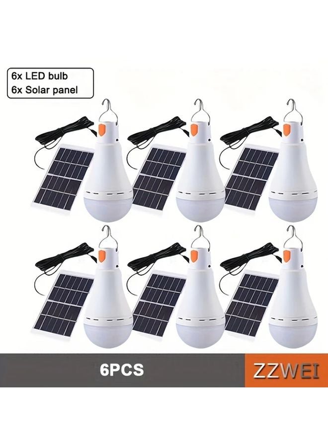 6pcs Solar LED Bulbs USB Rechargeable Emergency Light Portable Outdoor Lighting - Image 1