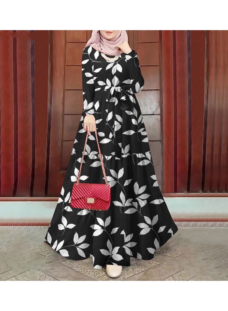 Fragmented Elegant Robe Long Sleeve Large Swing Dress - Image 1