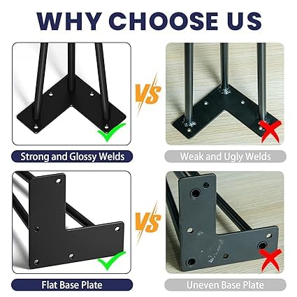 Ventuos 10 Inch Hairpin Furniture Legs 3 Rods Metal Home DIY Projects for Nightstand Coffee Table Black 4PCS - Image 5