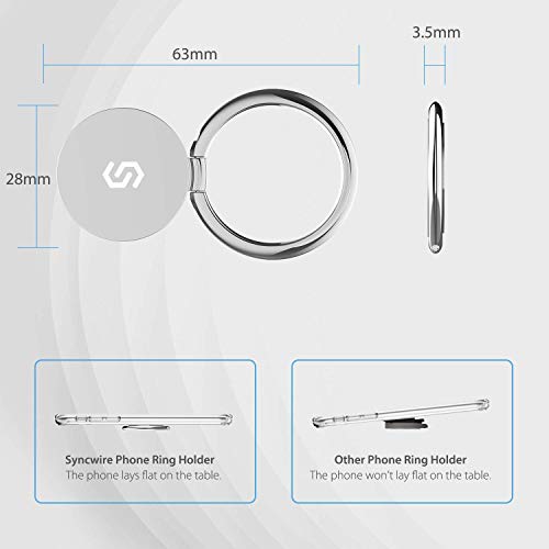 Syncwire Cell Phone Ring Holder Stand, 360 Degree Rotation Finger Ring Kickstand with Polished Metal Phone Grip for Magnetic Car Mount Compatible with iPhone, Samsung, LG, Sony - Silver - Image 3