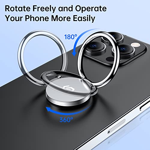 Syncwire Cell Phone Ring Holder Stand, 360 Degree Rotation Finger Ring Kickstand with Polished Metal Phone Grip for Magnetic Car Mount Compatible with iPhone, Samsung, LG, Sony - Silver - Image 5