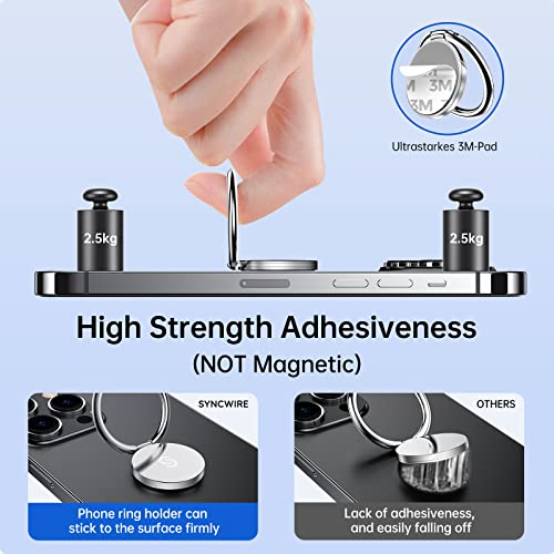 Syncwire Cell Phone Ring Holder Stand, 360 Degree Rotation Finger Ring Kickstand with Polished Metal Phone Grip for Magnetic Car Mount Compatible with iPhone, Samsung, LG, Sony - Silver - Image 4