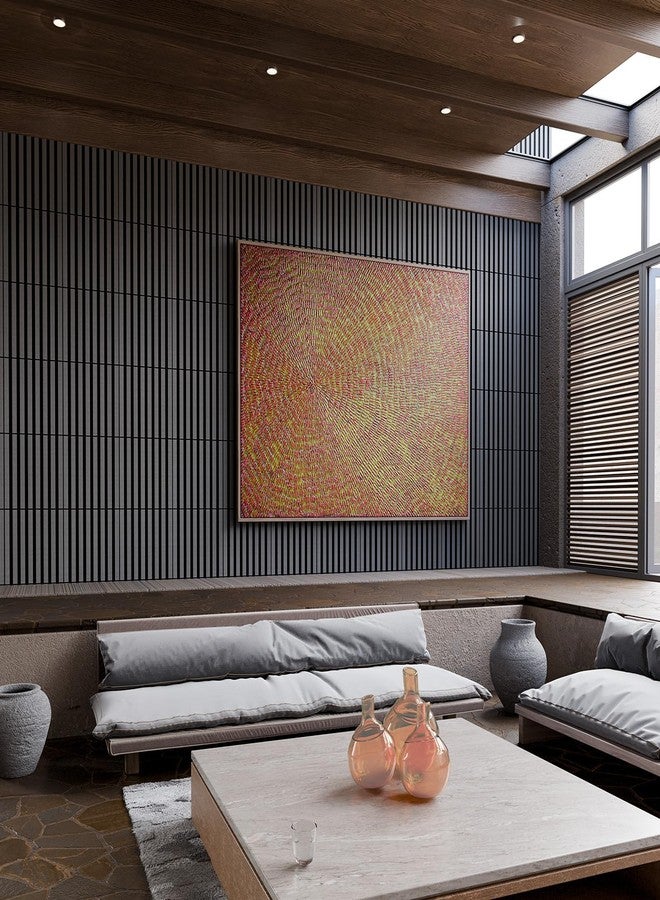 Geelin 8 Pcs 3D Wood Wall Panels Peel and Stick Self Adhesive Wood Slat Acoustic Textured Panel for Interior Wall Paneling Decor and Ceilings Soundproof 3D Fluted 11.8" x 12.6"(Dark Grey) - Image 5