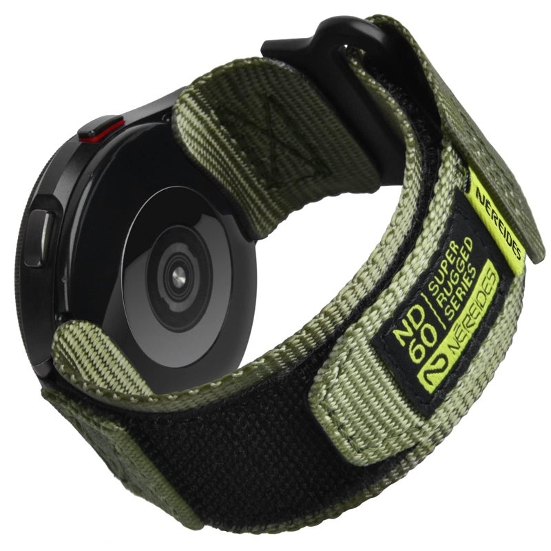 Nereides Band Compatible with Samsung Galaxy Watch 7 6 5 4 40mm 44mm/ Watch 6 4 Classic/Watch 5 Pro/Watch 3 Classic 41mm/Active 2, 20mm Nylon Replacement Sports Strap for Men Women(Army Green,L) - Image 1