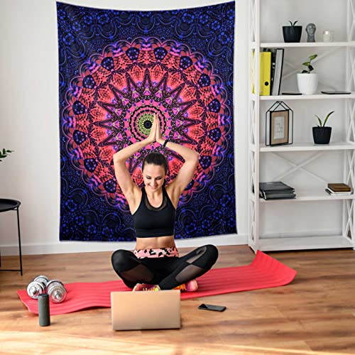 ADDWel Blacklight Mandala Boho Tapestry Glow In The Dark, Black Light Bohemian Hippie Poster Wall Hanging for Bedroom Aesthetic Wall and Room Decor (50" x 60", Mandala) - Image 5