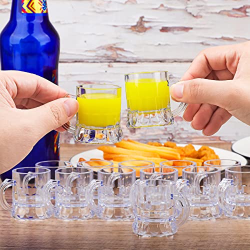 Breroa 48 Pieces Mini Beer Mug Shot Glasses, 1 Ounce Mini Plastic Beer Mugs with Handles, Clear Reusable Stein Tasting Glasses for Drinking Festival Party Barbecue Wedding - Image 4