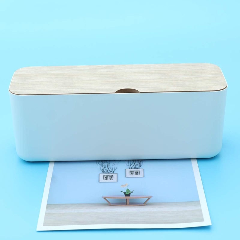 STOBOK 1Pc Power Cord Storage Box Household Plastic Creative Cable Management for Desktop Home White - Image 5