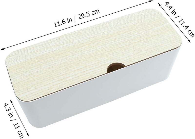 STOBOK 1Pc Power Cord Storage Box Household Plastic Creative Cable Management for Desktop Home White - Image 3