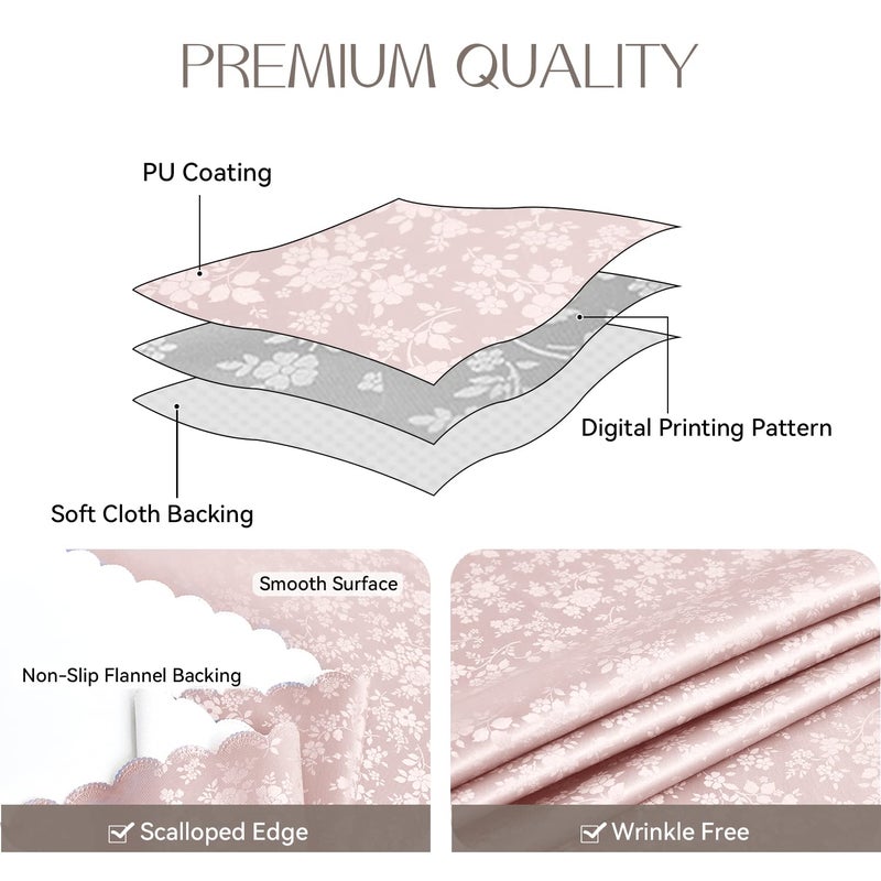 Romanstile Rectangle Vinyl Tablecloth 100% Waterproof Heavy Duty Oil Spill Proof Stain Resistant Plastic PU Table Cover with Flannel Backing for Kitchen & Dining (Rose Pink  60 x 60) - Image 1