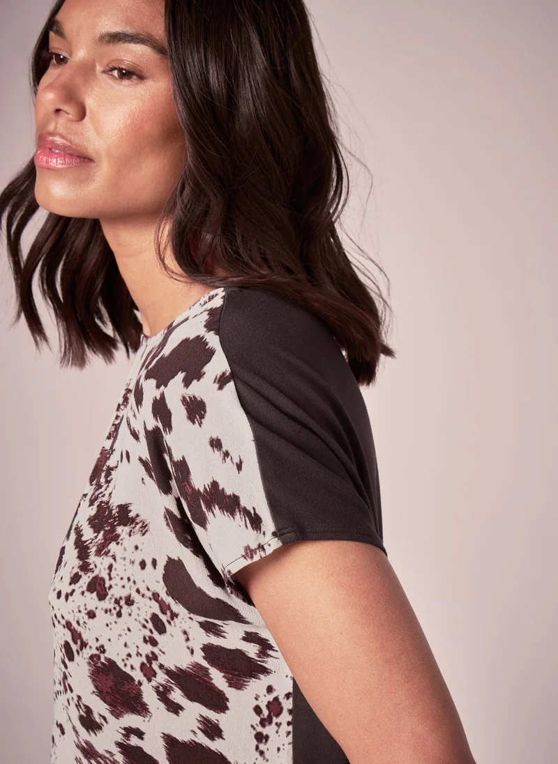 Matalan Et Vous Brown Print Jersey Back Top