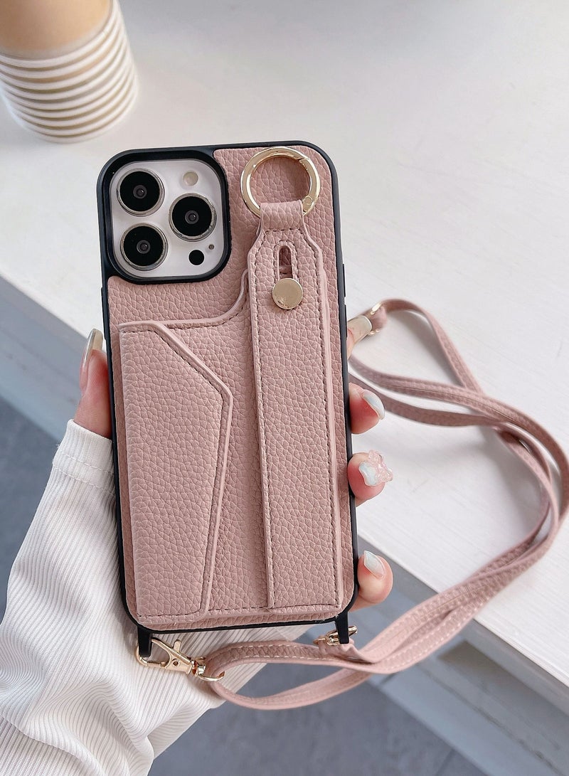 Suteni Back Cover Wristband Card Slots Leather Phone Case for iPhone