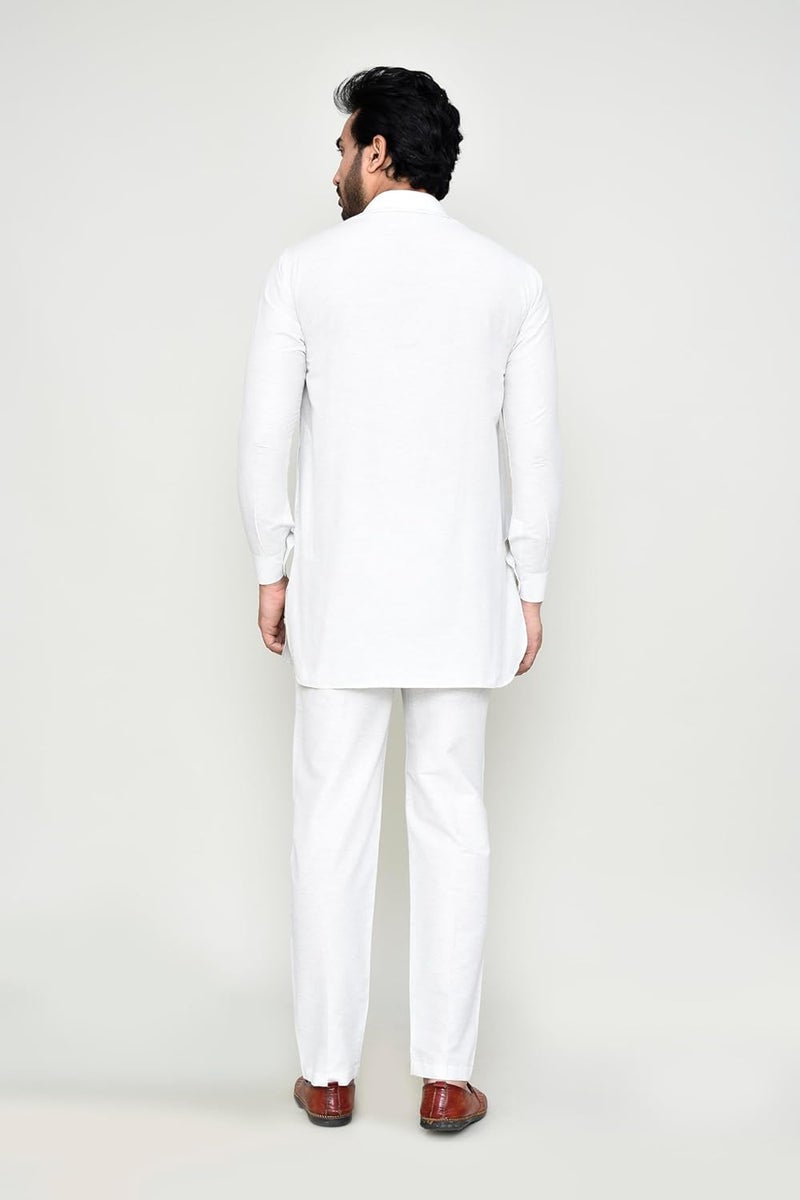 Polyfab Hathkargha Men’s Solid Pattern Kurta Pajama Set - Full Sleeve Traditional Ethnic Wear with Mandarin Collar - Image 2