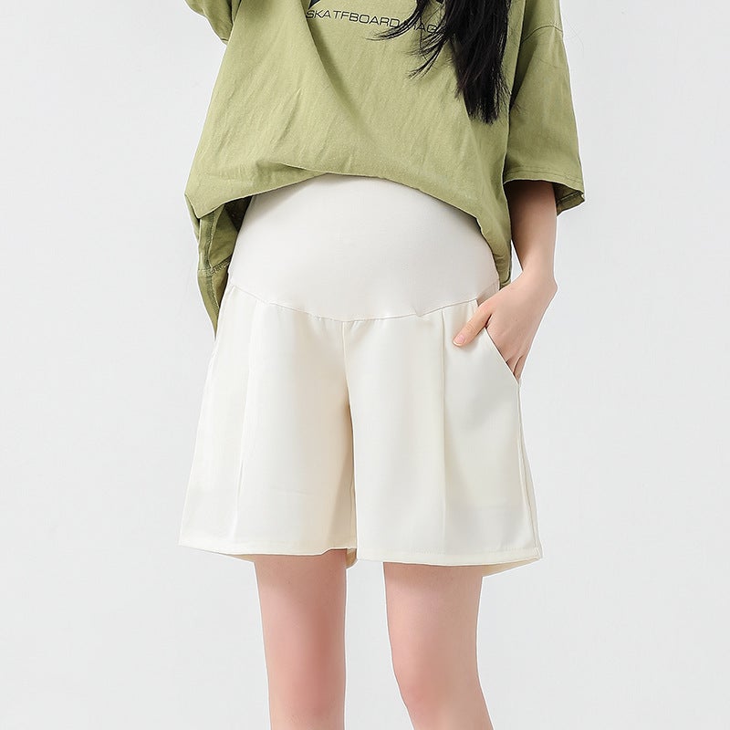 Maternity pants summer new outerwear leggings shorts casual loose all-match belly support pants summer wear pregnancy safety pants Apricot  - Image 1