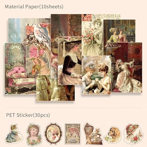 The AutoStory Beverage Scrapbooking Kit A6 Junk Journal Vintage Drink Stickers Decorative Diary Pages Washi Tape DIY Craft Art Stationery Box Writing Gift Women Teens (Leisure Tea Time, Brown) - Image 5