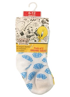 Looney Tunes Tweety Bamboo Cotton Sock Printed Pack Of 2  White ,Yellow 6-12M  - Image 1