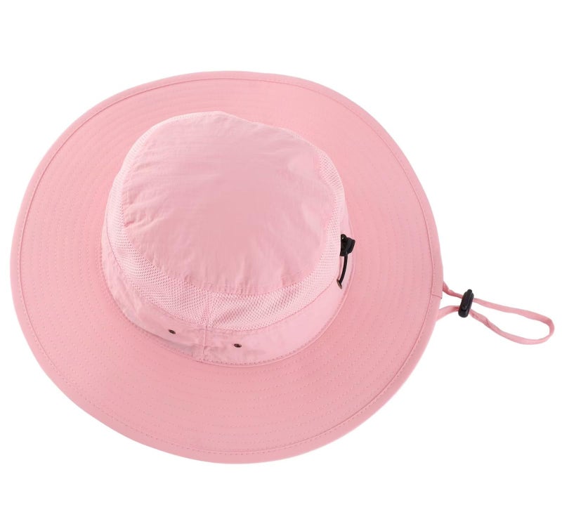 Home Prefer Womens Sun Hat Lightweight Mesh Bucket Hat UPF50+ Wide Brim Sun Protection Caps Pink - Image 2