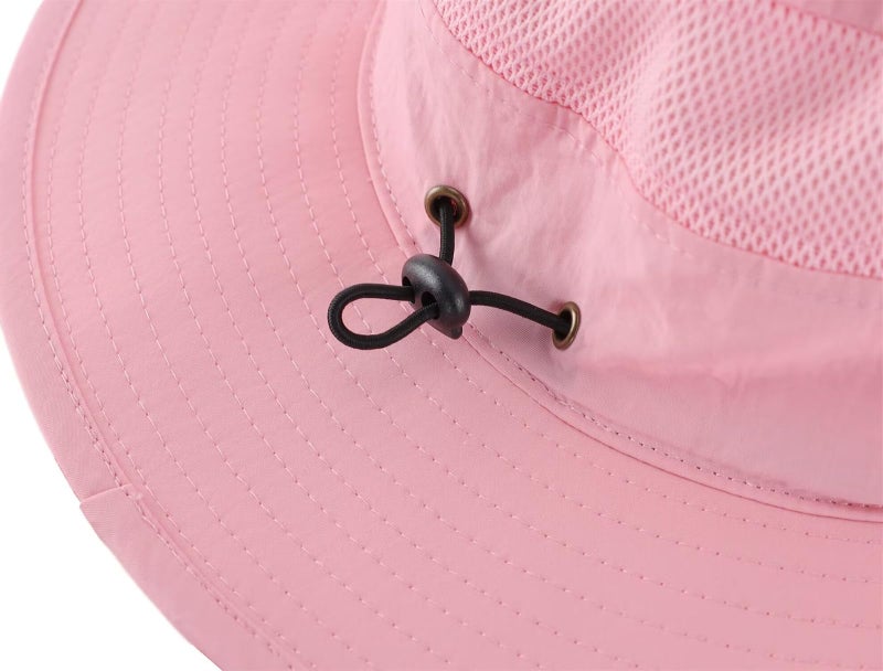 Home Prefer Womens Sun Hat Lightweight Mesh Bucket Hat UPF50+ Wide Brim Sun Protection Caps Pink - Image 5