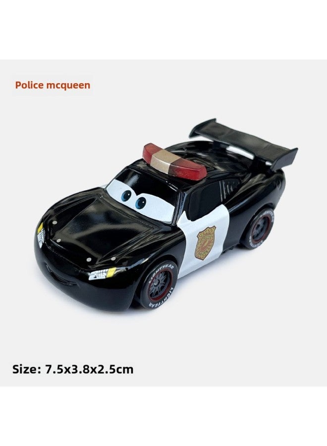 Beauenty Racing Car Story Back Car Lightning McQueen Die Alloy Car Model Car Boy Toy Sports Car-Color:White And Black Police Mcqueen—sliding Driving - Image 1
