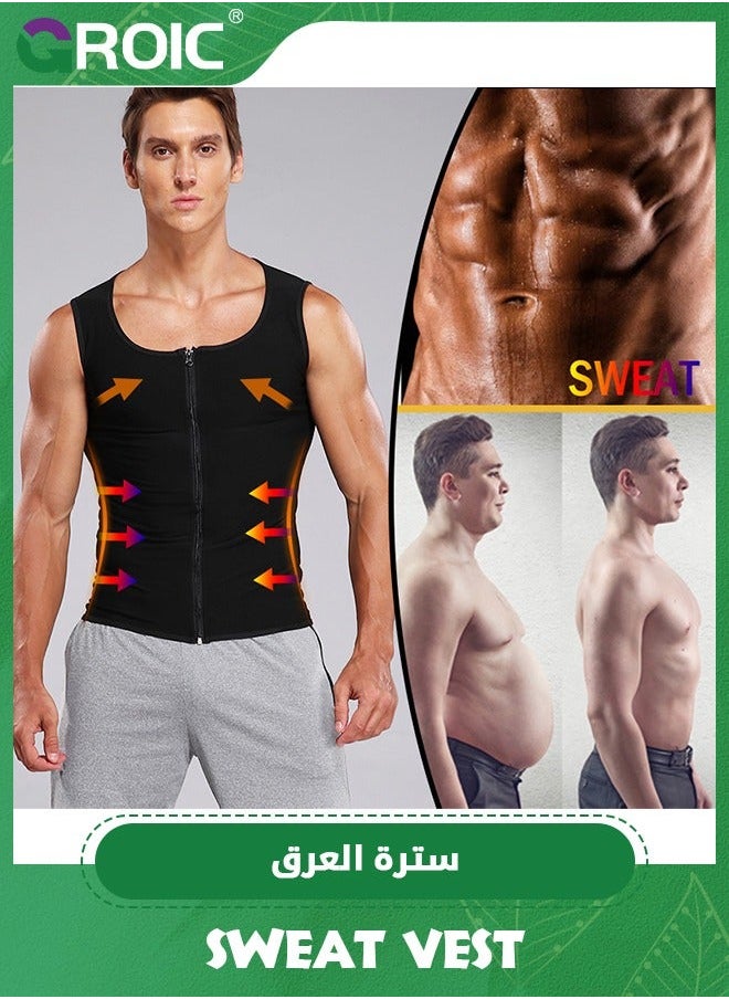 GROIC Men Sweat Suit, Sauna Suits Shirt Waist Trainer for Men, Compression Vest Workout Gym Clothes Enhancer Short Sleeve, Weight Loss Body Shaper Sports,2XL/3XL  - Image 2