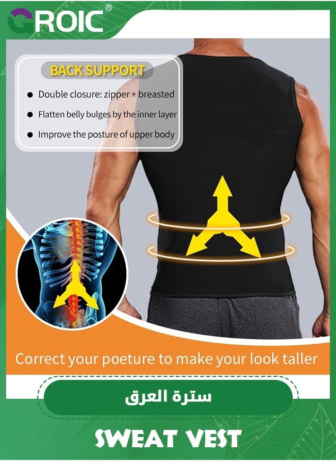 GROIC Men Sweat Suit, Sauna Suits Shirt Waist Trainer for Men, Compression Vest Workout Gym Clothes Enhancer Short Sleeve, Weight Loss Body Shaper Sports,2XL/3XL  - Image 5