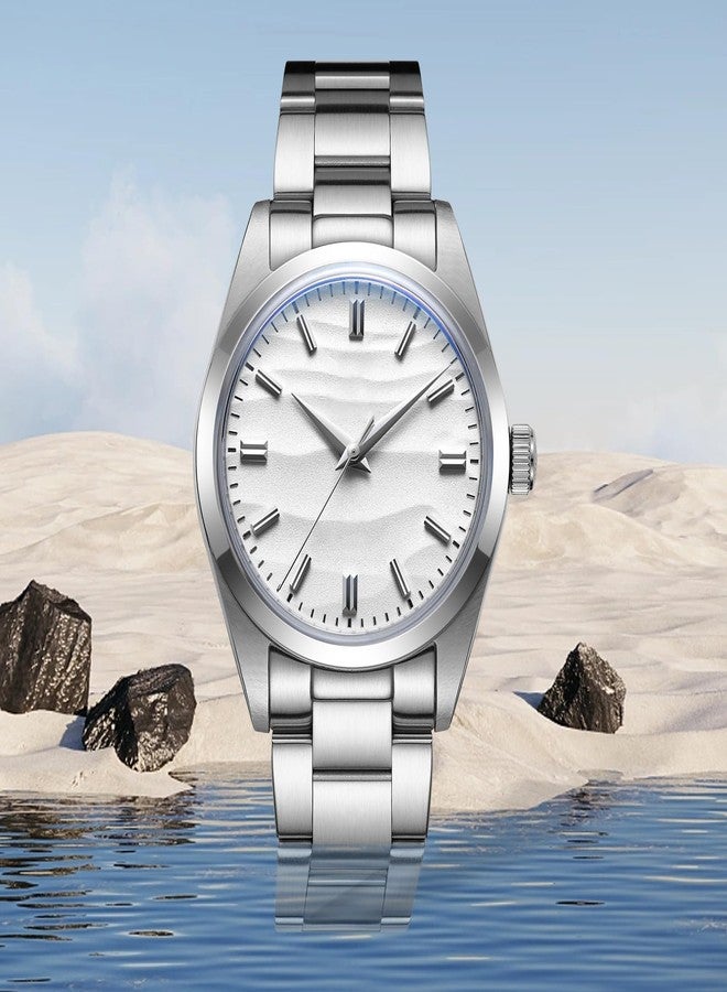 ADDIESDIVE Watches for Men Quartz Analog 100M Waterproof Men's Fashion Stainless Steel Watches AD2030 Without Logo, white3steel - Image 4