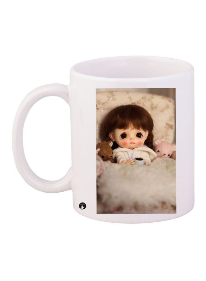RYN Doll Printed Coffee Mug White/Black/Pink 11ounce