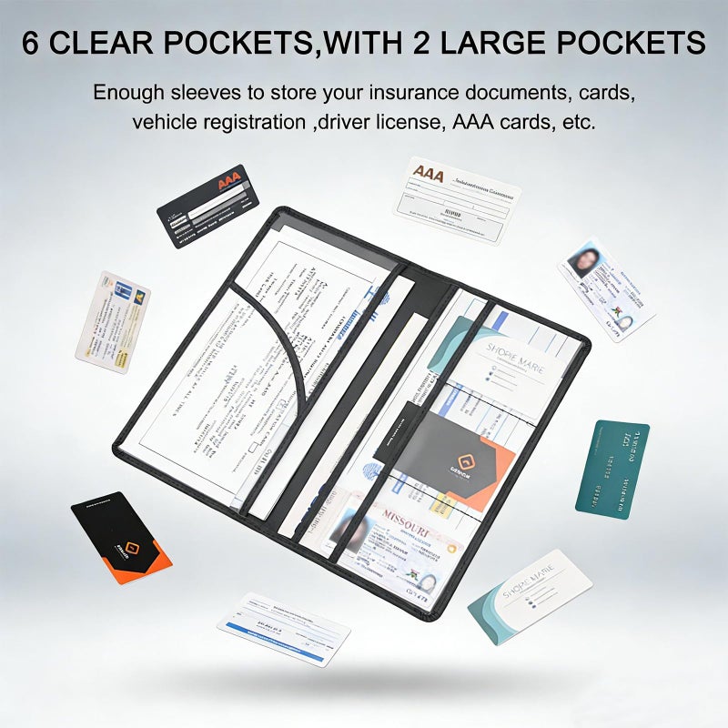 LumiMokki Premium Car Registration & Insurance Card Holder with Magnetic Shut, Vehicle Glove Box Car Organizer - For Documents, Cards, License (Black) - Image 4