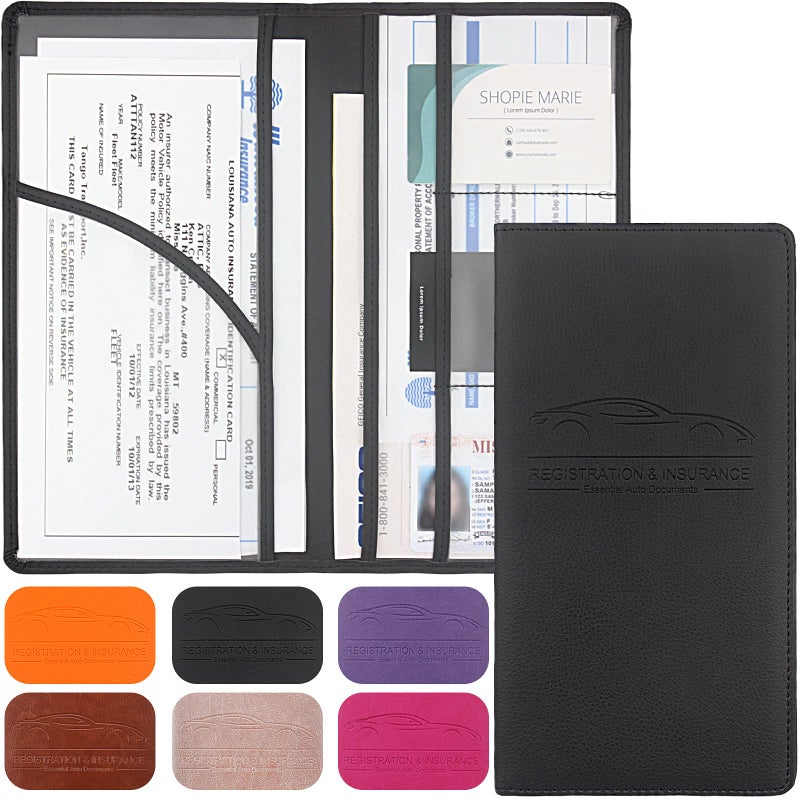 LumiMokki Premium Car Registration & Insurance Card Holder with Magnetic Shut, Vehicle Glove Box Car Organizer - For Documents, Cards, License (Black) - Image 1