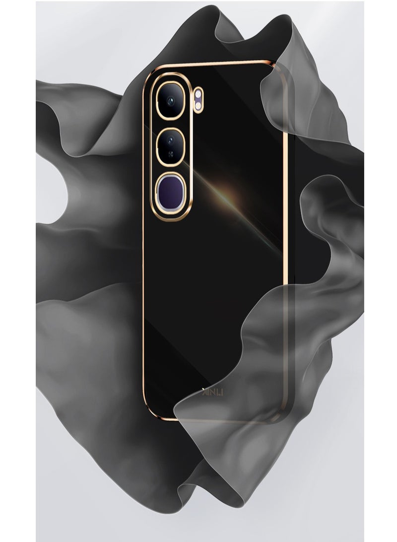 for vivo V40 Lite 5G Case, Plating Soft Back Cover, Raised Full Camera Protection, Slim Thin TPU Mobile Phone Case for vivo V40 Lite 5G, Black - Image 2
