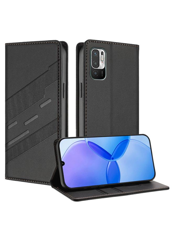 اس-توب جراب لهاتف Redmi 10 4G محفظة جلدية متعددة الوظائف منقوشة بتصميم كلاسيكي - Image 1