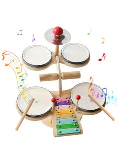 Pretocter Kids Drum Set for Toddlers - 7 in 1 Montessori Kids Musical Instruments Preschool Educational Toys, Xylophone Tambourine Birthday Gifts for Boys and Girls,Drum Set for Toddlers 3-5  - Image 1