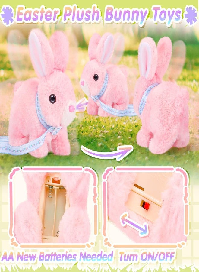 Tagitary Plush Toys Walking Bunny for Kids,Easter Stuffed Bunny with Sounds,Interactive Toys with Leash,Golden Egg,Wind Up Toy and Ring,Can Hop,Wiggle Ears,Twitch Nose,Ideal Easter Gifts for Toddlers - Image 2