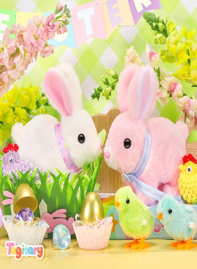 Tagitary Plush Toys Walking Bunny for Kids,Easter Stuffed Bunny with Sounds,Interactive Toys with Leash,Golden Egg,Wind Up Toy and Ring,Can Hop,Wiggle Ears,Twitch Nose,Ideal Easter Gifts for Toddlers - Image 3