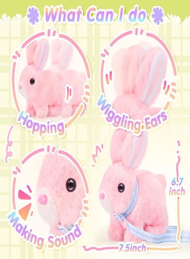 Tagitary Plush Toys Walking Bunny for Kids,Easter Stuffed Bunny with Sounds,Interactive Toys with Leash,Golden Egg,Wind Up Toy and Ring,Can Hop,Wiggle Ears,Twitch Nose,Ideal Easter Gifts for Toddlers - Image 5