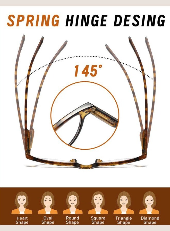 Hubeye 3 Pairs Plastic Retro Half Moon Frame Reading Glasses Lightweight Spring Hinge Women and Men Reader +2.0 - Image 5